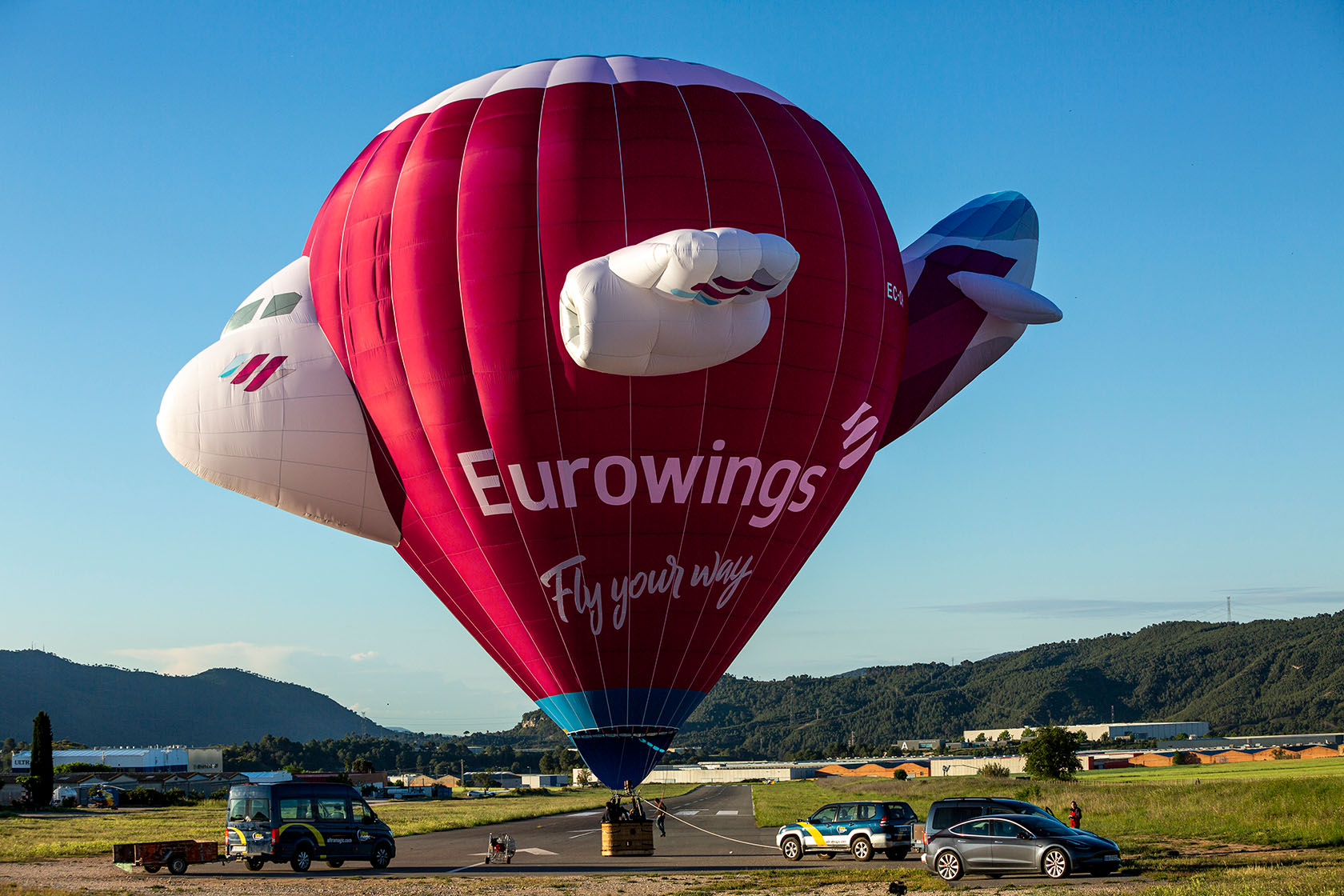 Hot air balloon from eurowings over Mallorca