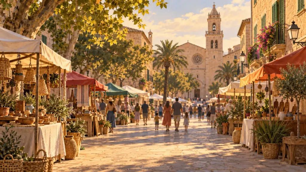 Illustration symbolique d’une foire de rue majorquine pour la Fira de Setembre.