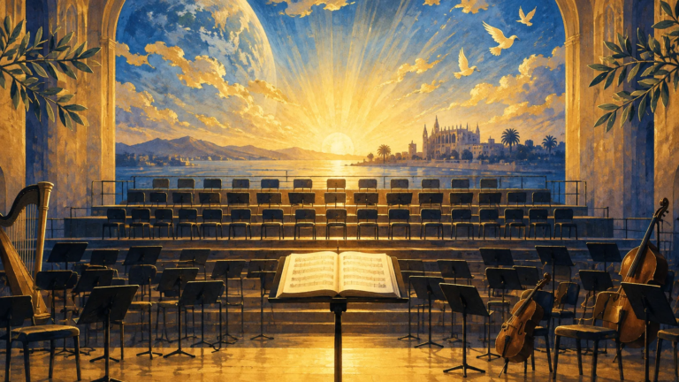Illustration eines Chors mit Orchester als Symbolbild für Haydns Schöpfung.